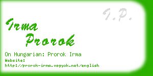 irma prorok business card